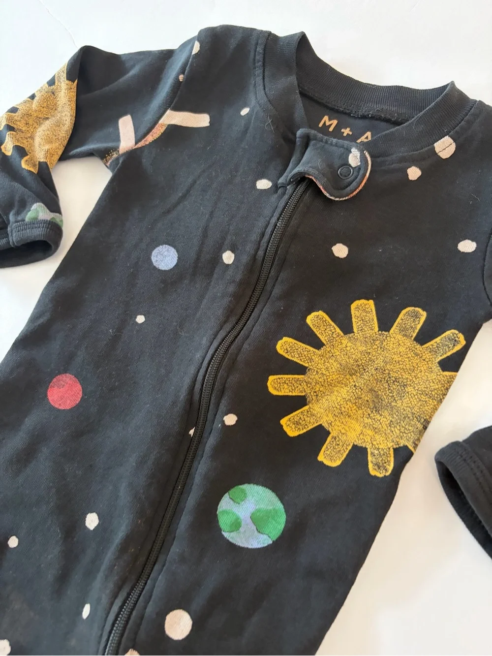 M+A by Monica + Andy Organic Cotton Baby Footie Pajama Space Print 3-6 Months